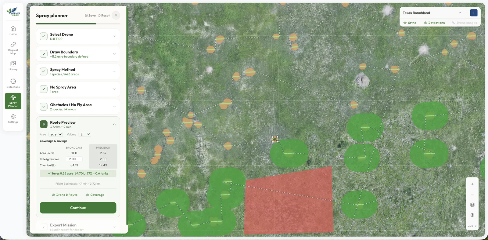 Hermes Vision platform: precision spray route with chemical savings